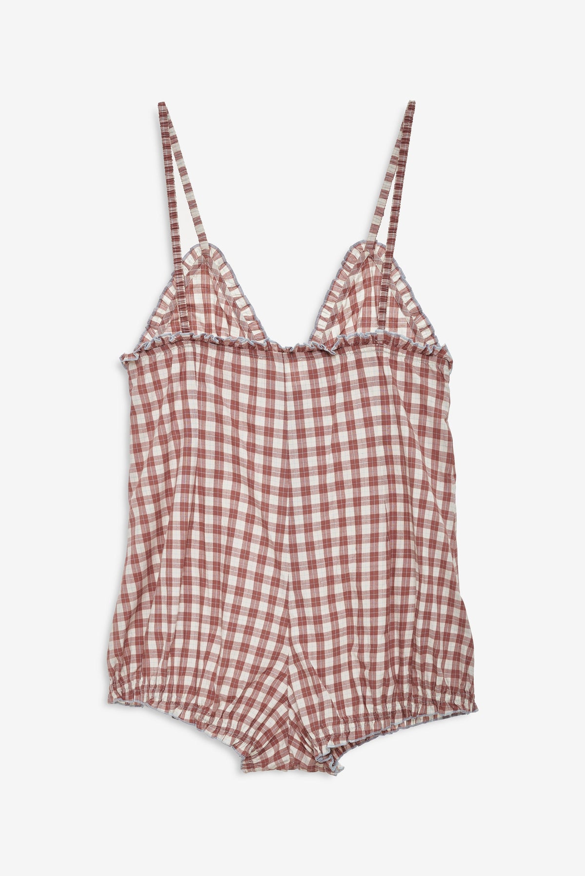 Poppy Gingham Romper Brown - For Love & Lemons