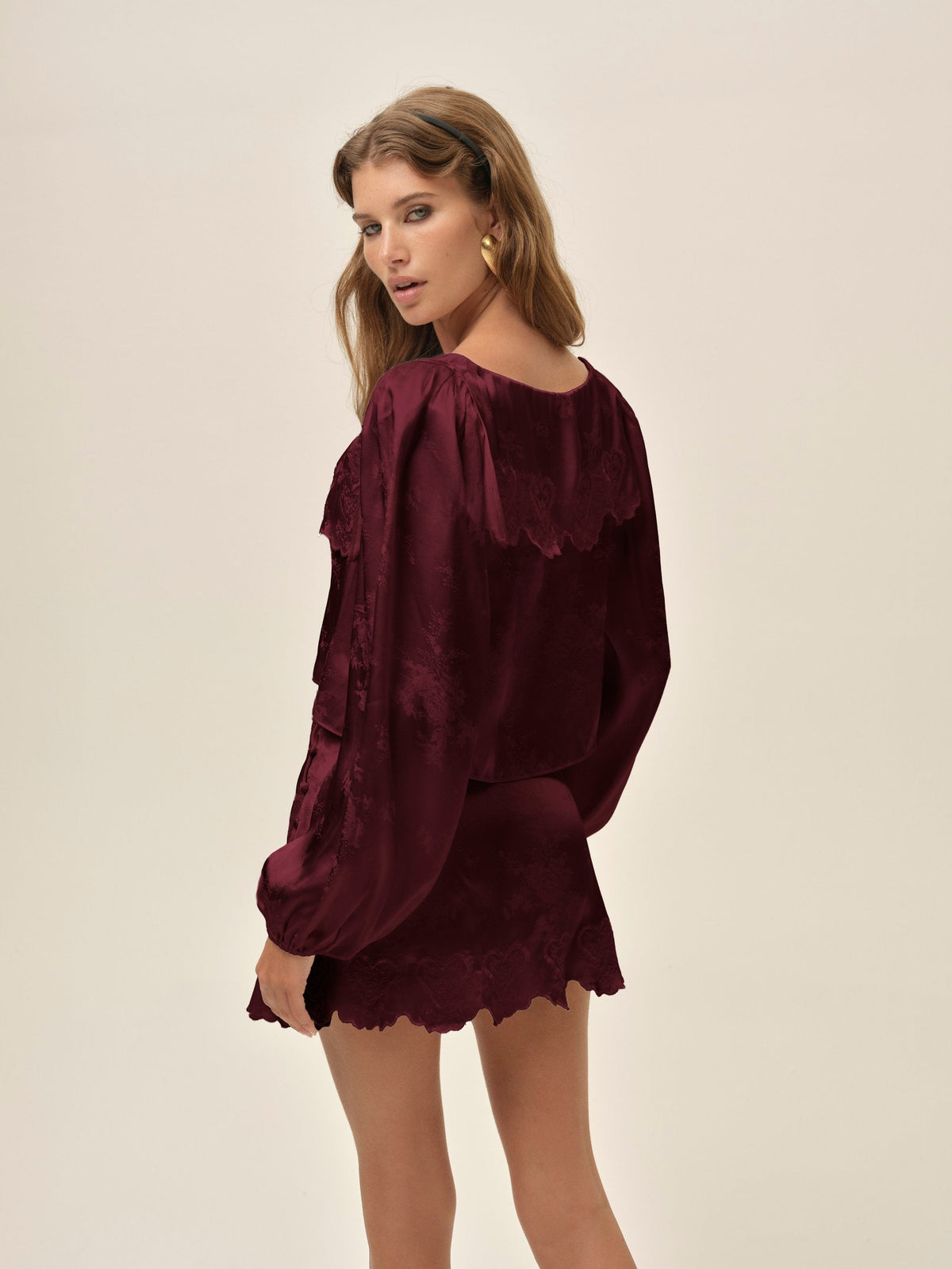 Locked Hearts Skort Burgundy - For Love & Lemons