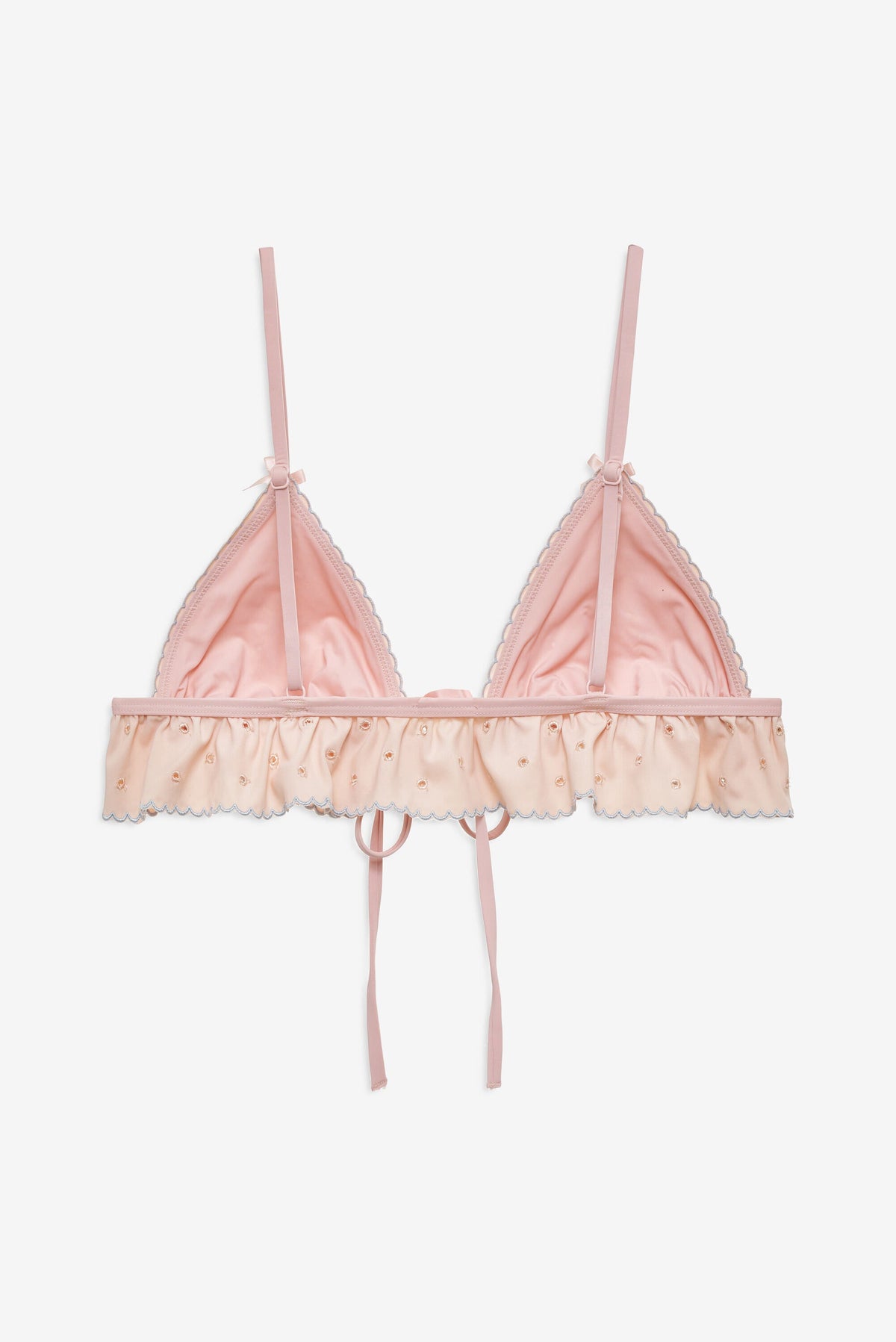 Eyelet Dot Ruffle Bikini Top Peach - For Love & Lemons