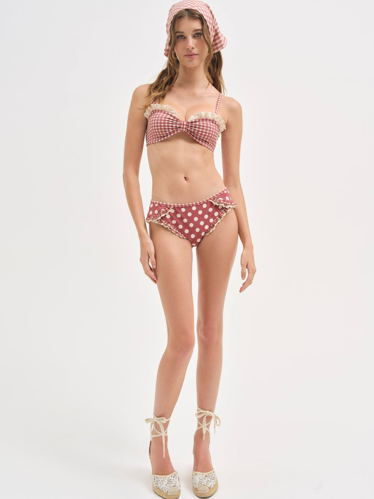 Dolly Dot Bikini Bottom Red - For Love & Lemons
