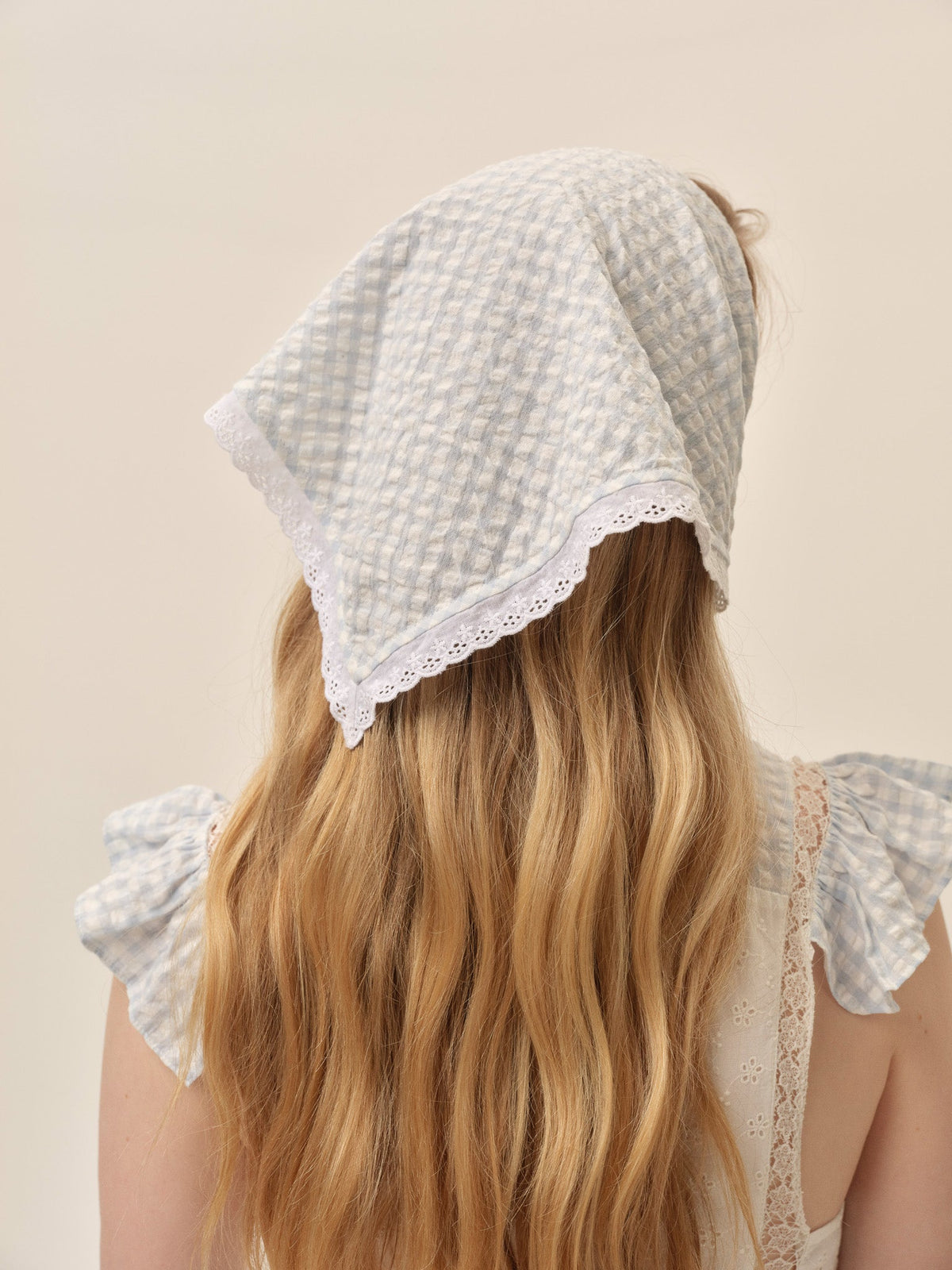 Bradford Gingham Headscarf Blue - For Love & Lemons