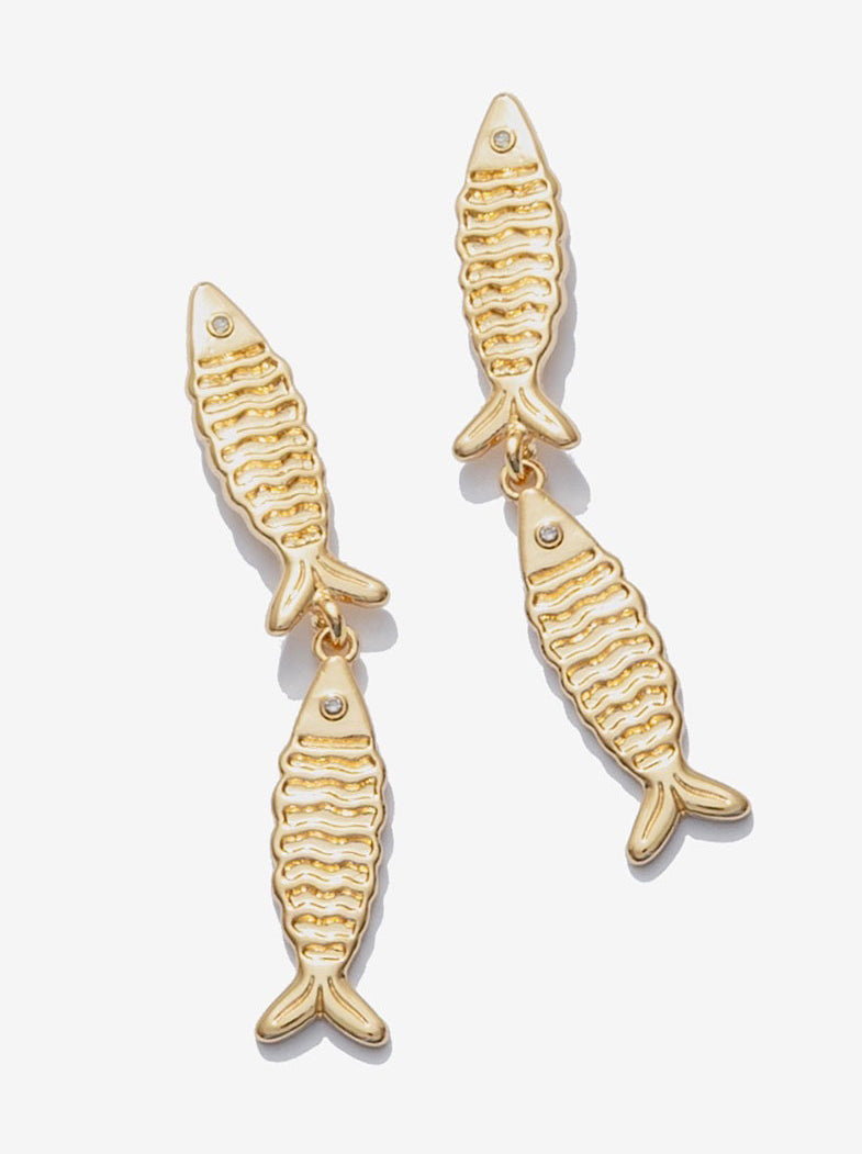 Gone Fishing Earrings Gold - For Love & Lemons