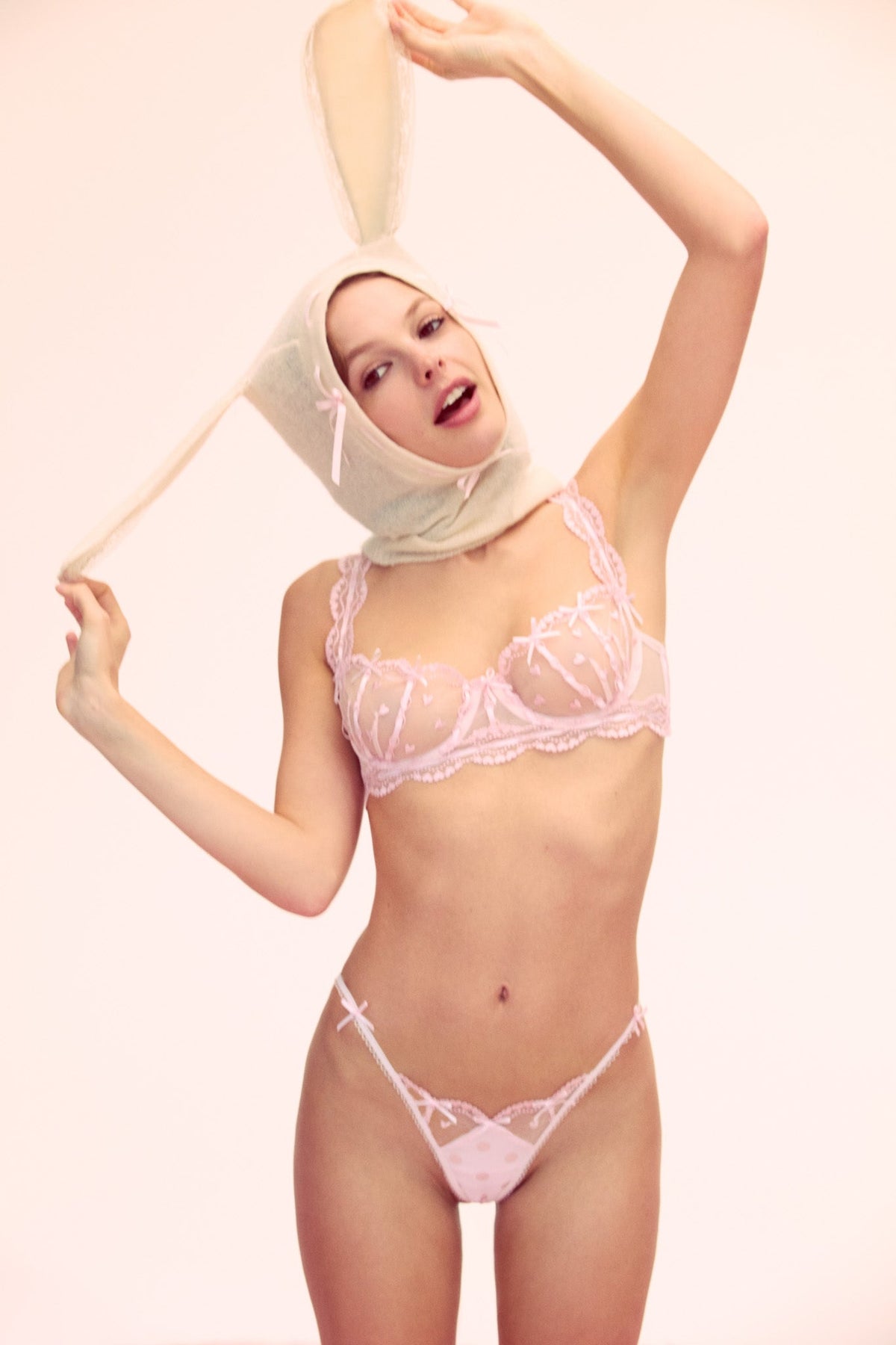 Slotted Hearts Underwire Bra Pink - For Love & Lemons