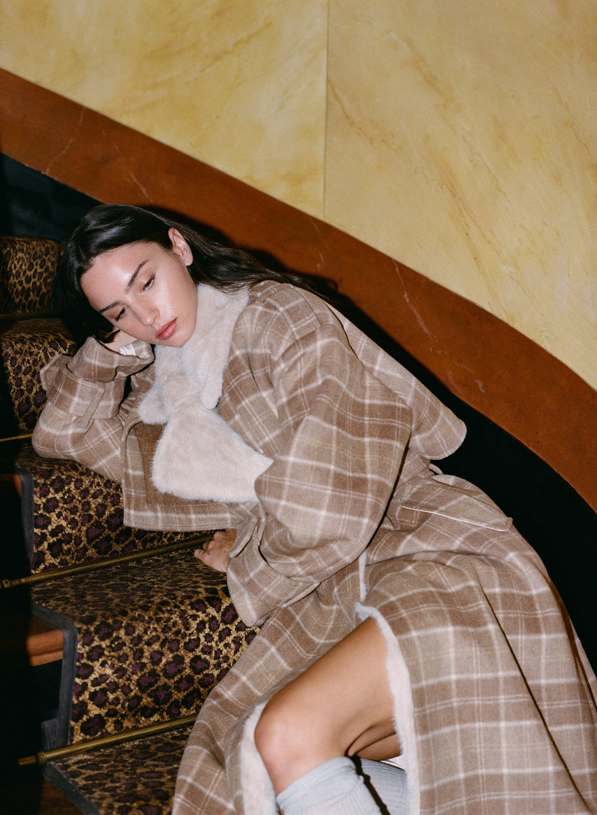 Poet Plaid Oversized Coat Tan - For Love & Lemons