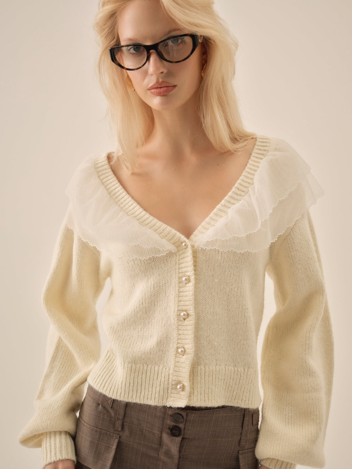 Aster Knit Cardigan Cream - For Love & Lemons