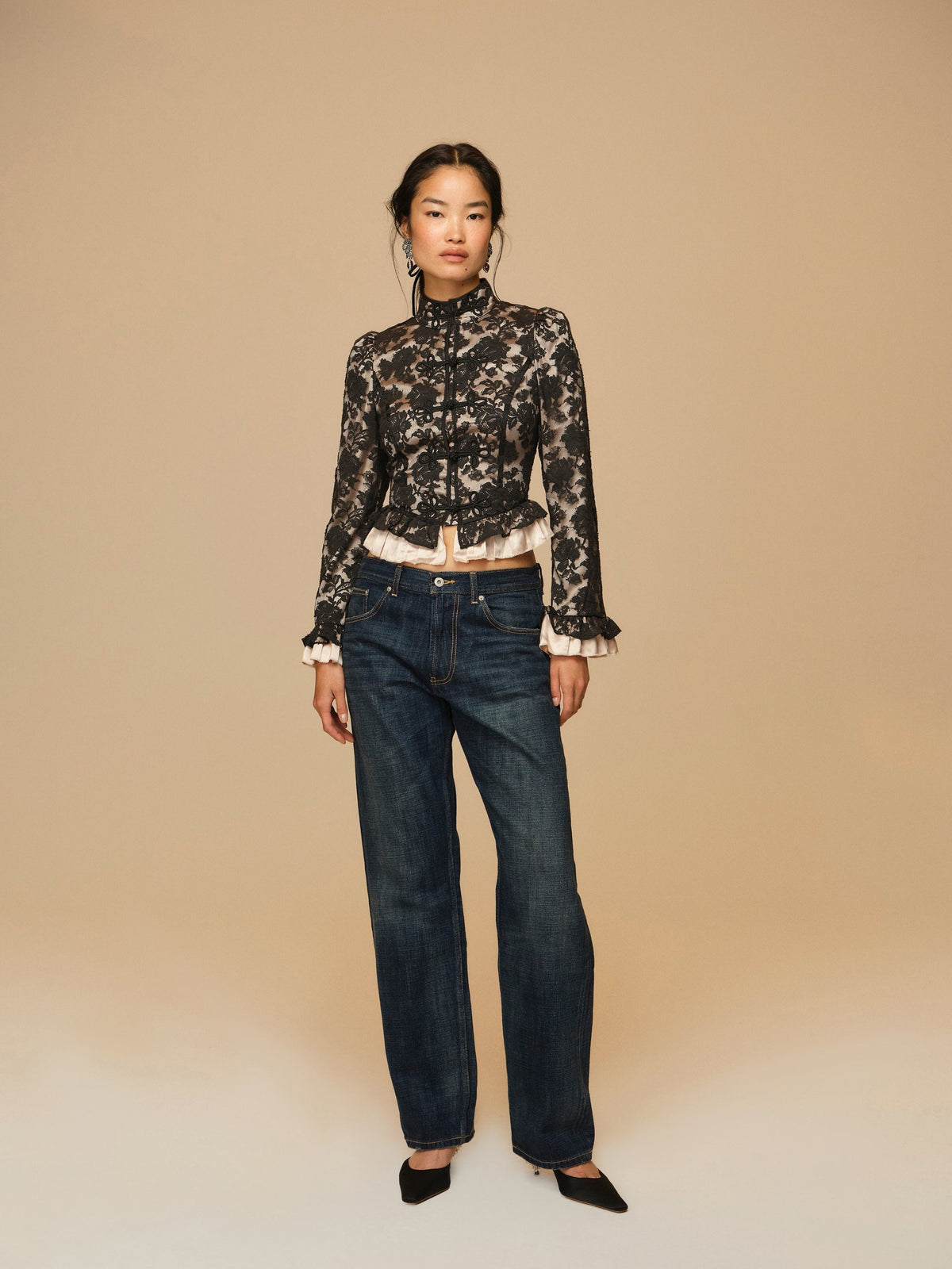 Victorian Lace Military Jacket Black - For Love & Lemons