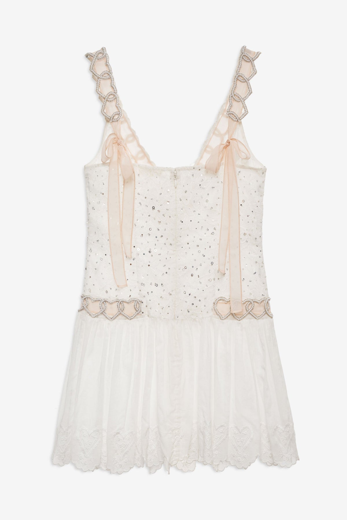 Locked Hearts Ribbon Mini Dress White - For Love & Lemons