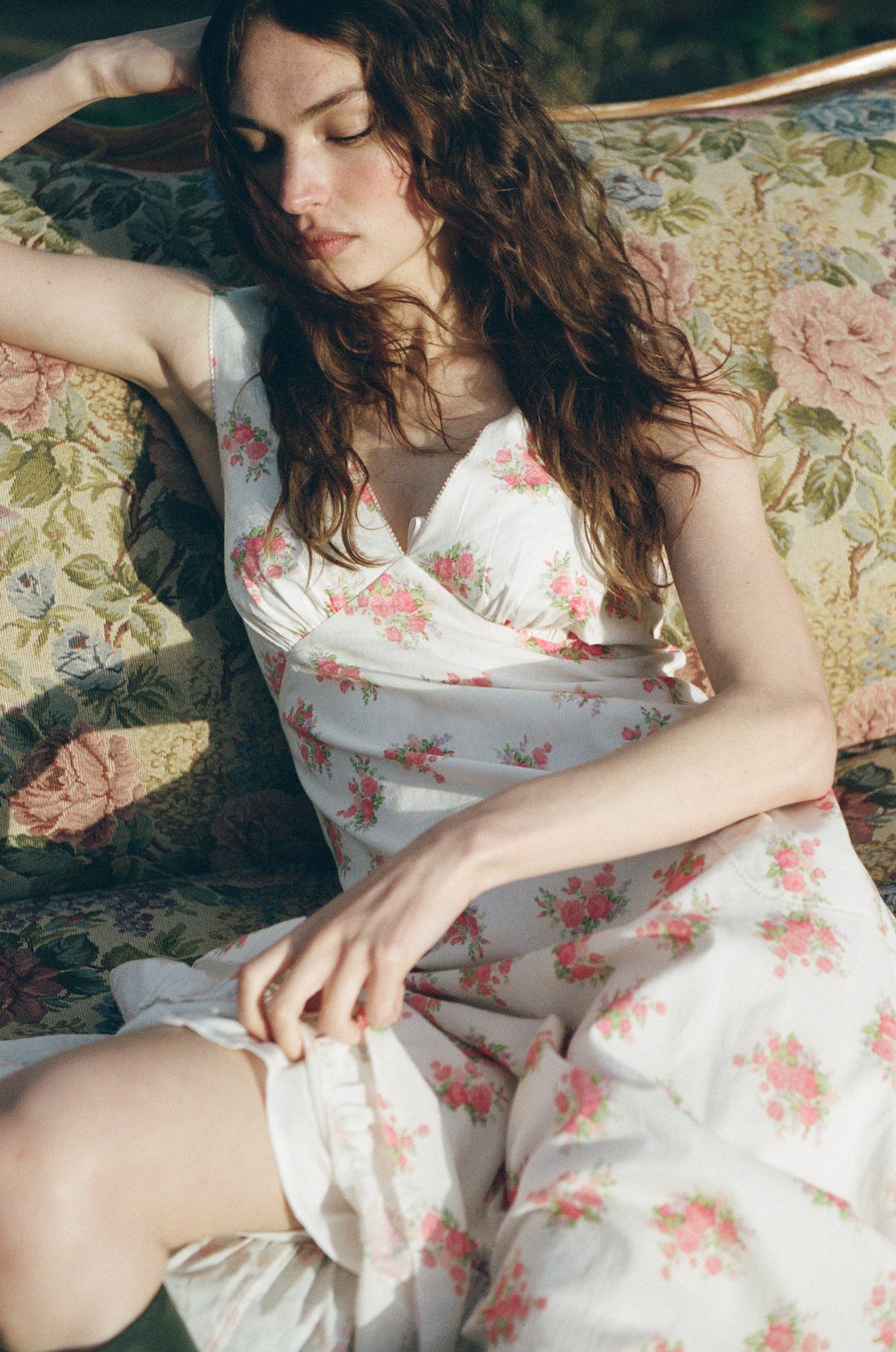 Julianne Floral Midi Dress Cream - For Love & Lemons