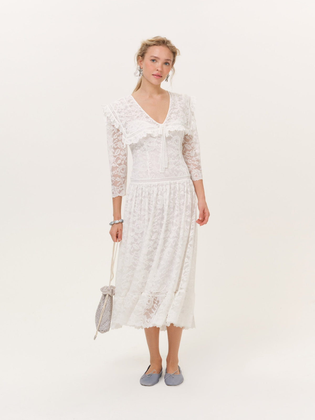 Lost at Sea Midi Dress Cream - For Love & Lemons