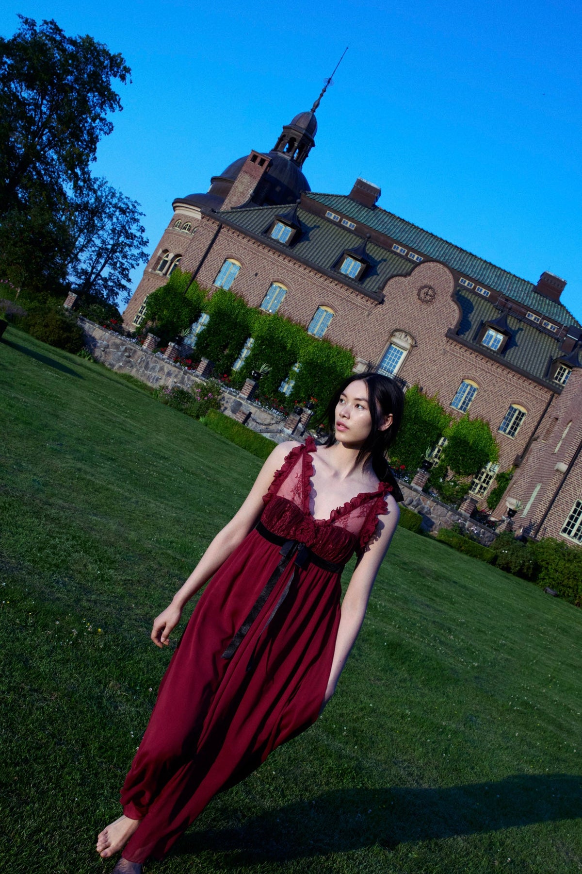 Claudine Chiffon Maxi Dress Oxblood - For Love & Lemons