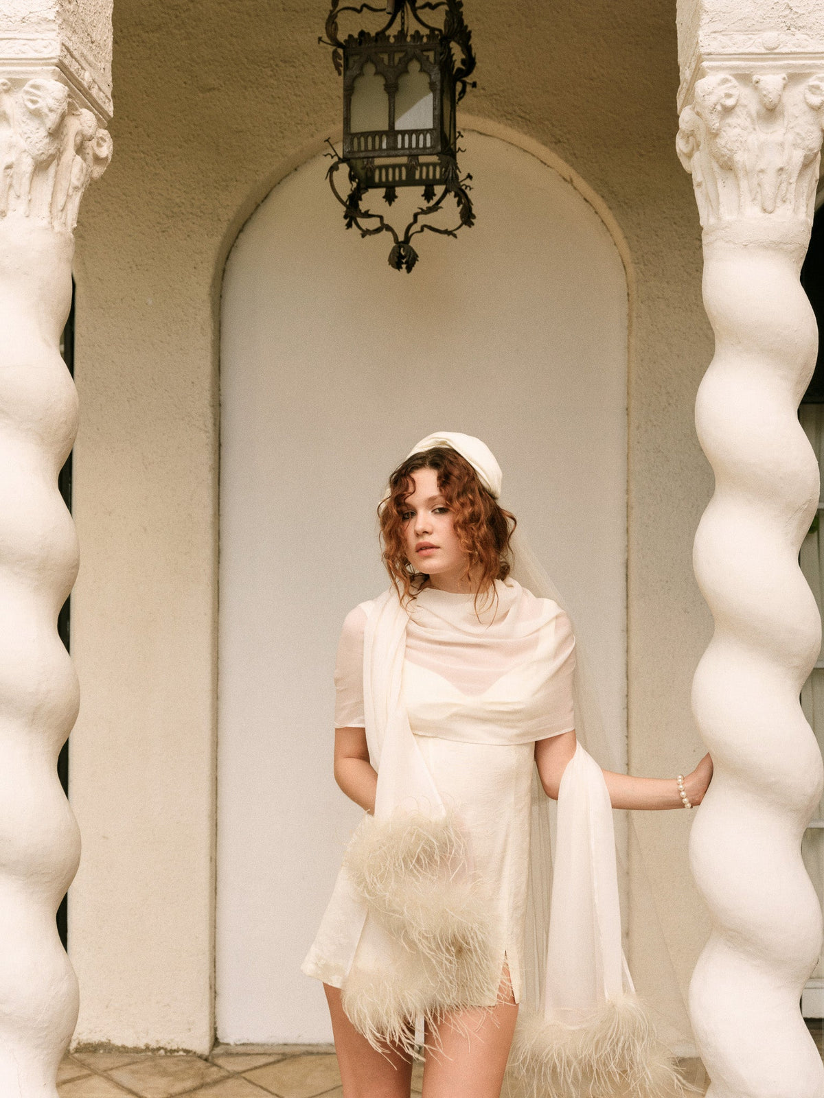 Margo Mini Dress and Shawl Set Cream - For Love & Lemons