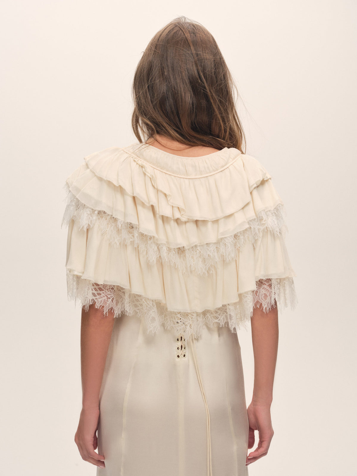 Vienna Ruffled Shawl Cream - For Love & Lemons