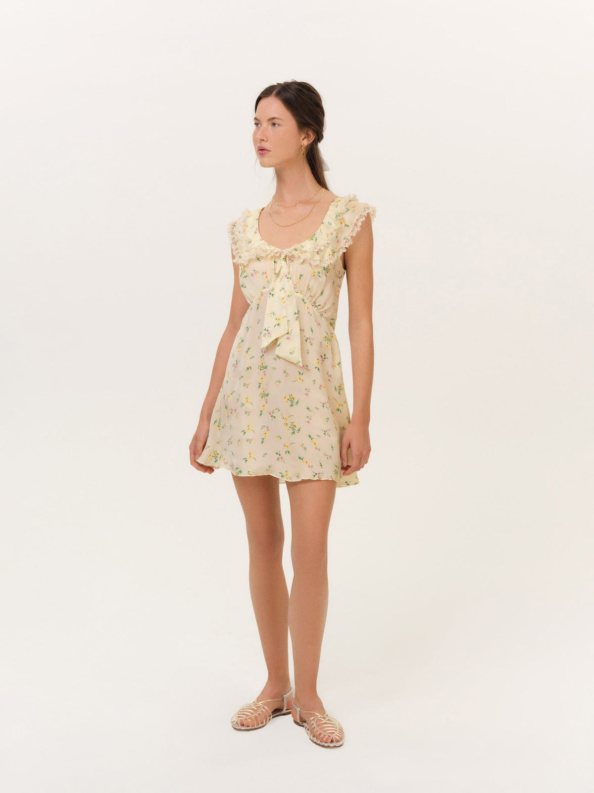 Liam Floral Mini Dress Butter - For Love & Lemons