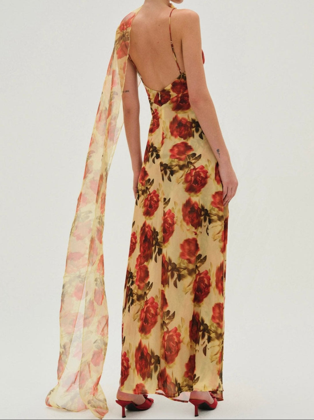 Floral Stems Maxi Dress Yellow - For Love & Lemons