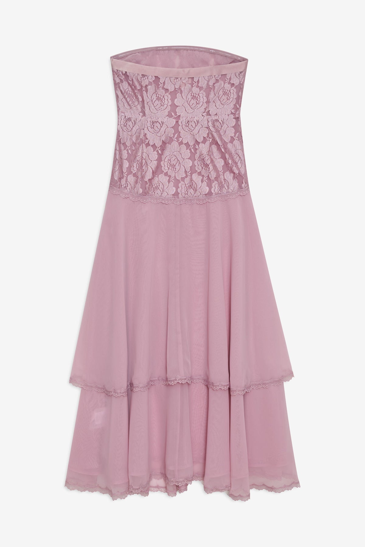Claudia Rose Lace Strapless Midi Dress Mulberry - For Love & Lemons