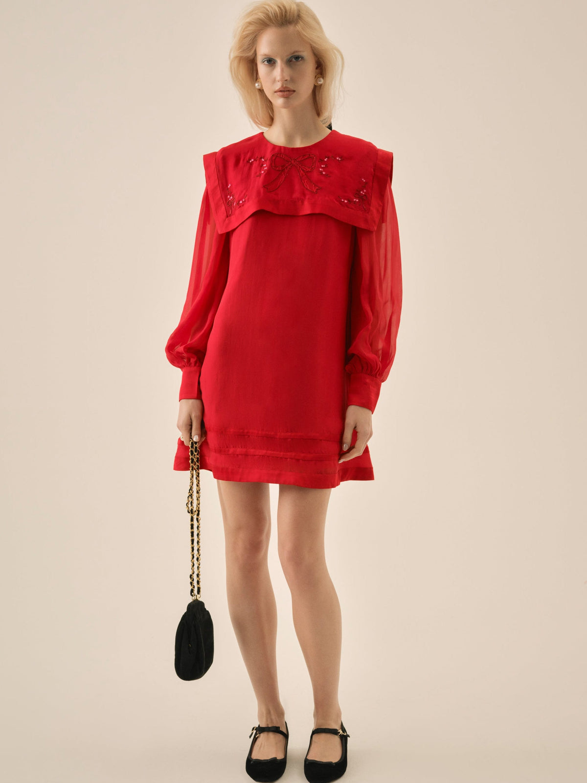 Betsy Bow Mini Dress Red - For Love & Lemons
