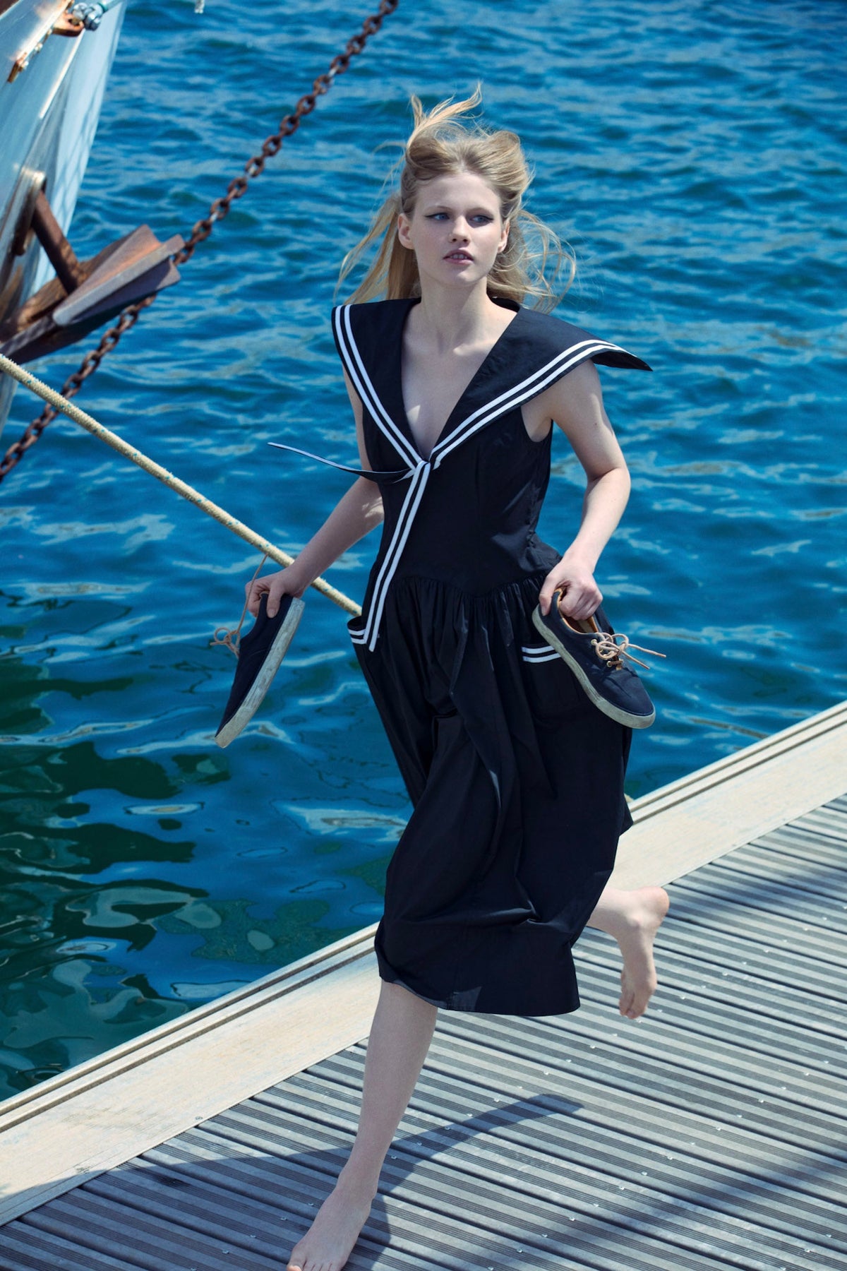 Helena Poplin Collared Midi Dress Black - For Love & Lemons