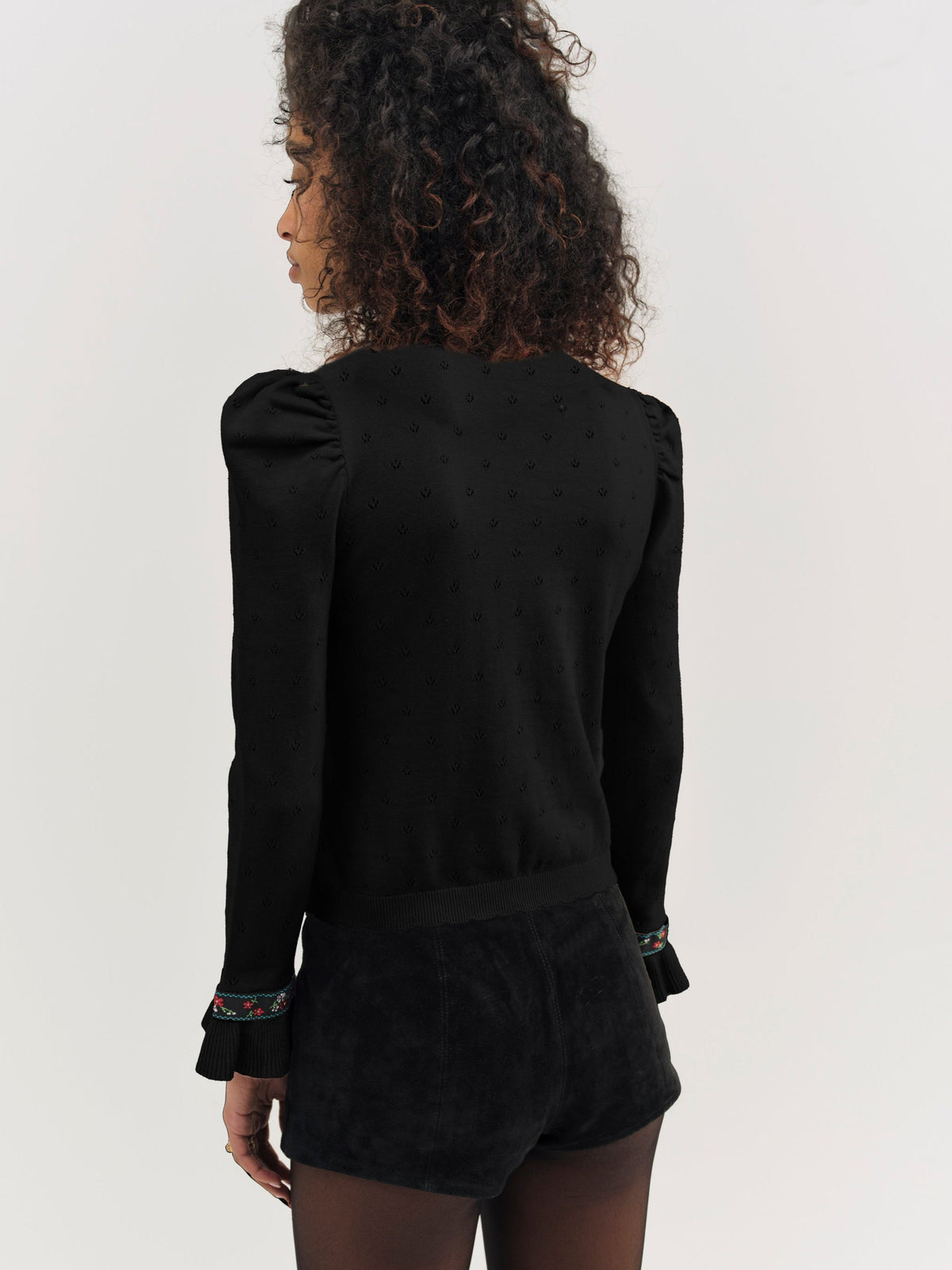 Naomi Knit Long Sleeve Top Black - For Love & Lemons