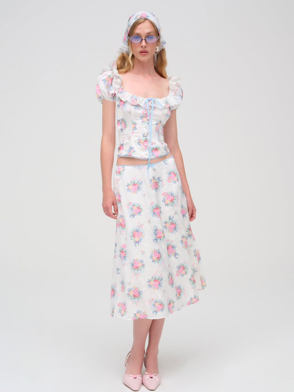 Doily Bouquet Short Sleeve Top White - For Love & Lemons