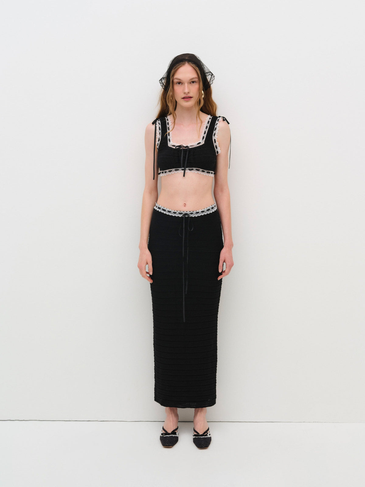 Mayfair Crochet Crop Top Black - For Love & Lemons