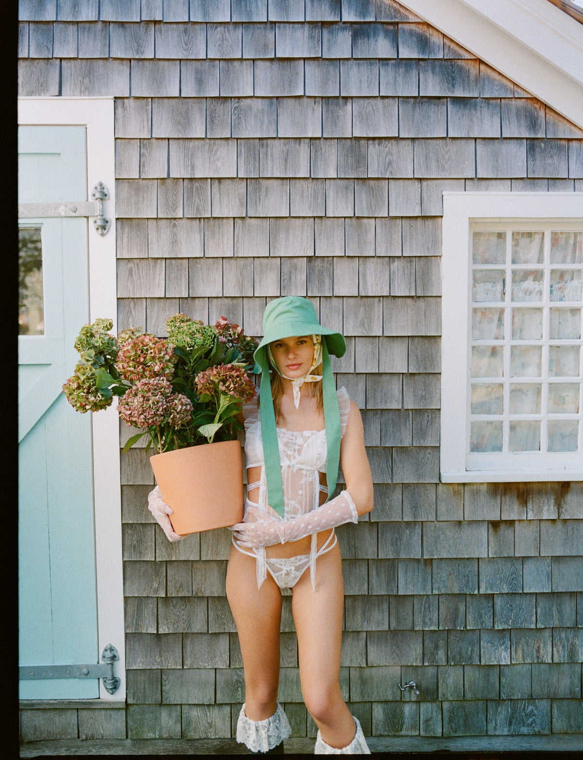 Lattice Bows Bustier White - For Love & Lemons