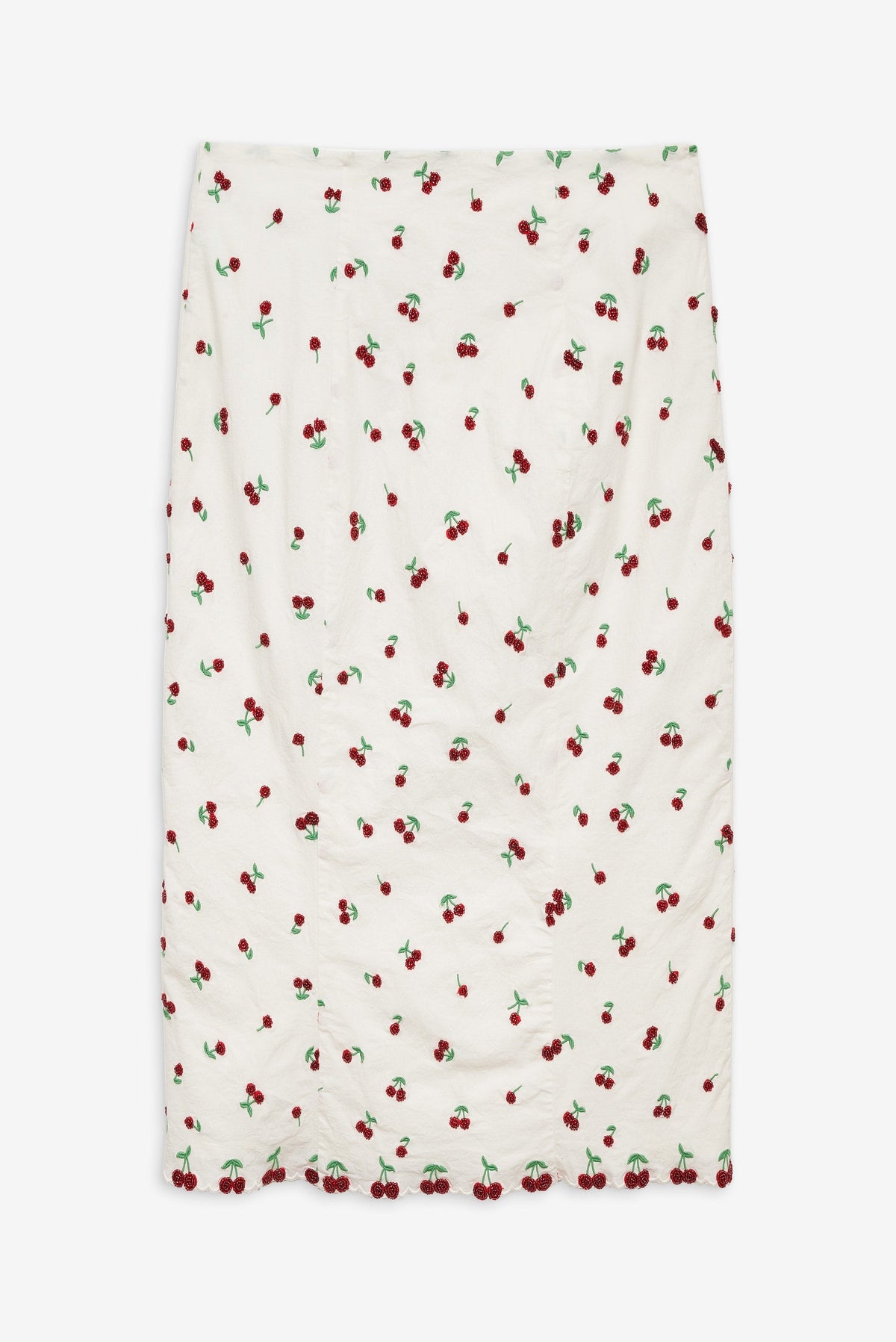Beaded Cherries Midi Skirt White - For Love & Lemons