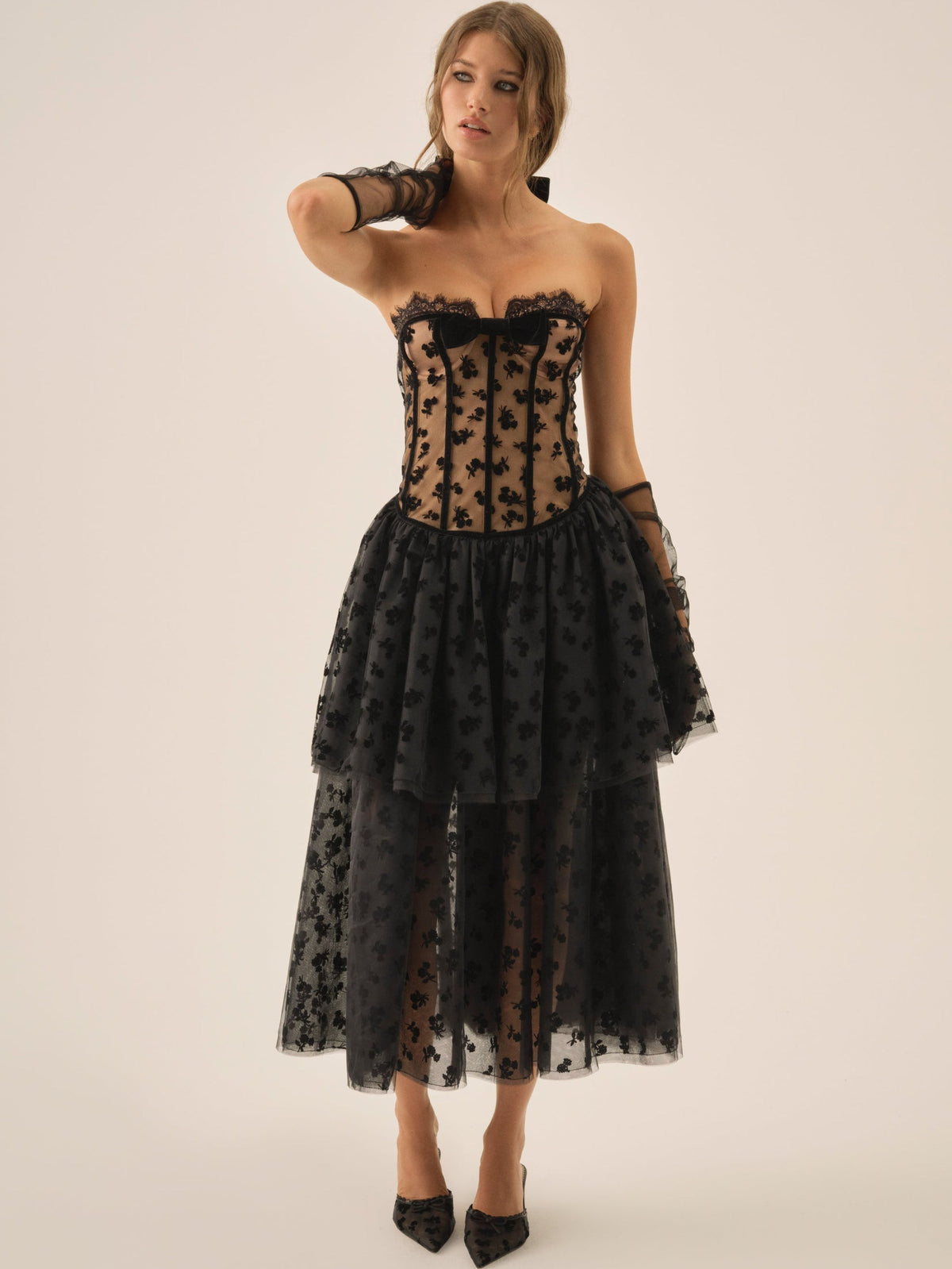 Dionne Midi Dress Black - For Love & Lemons