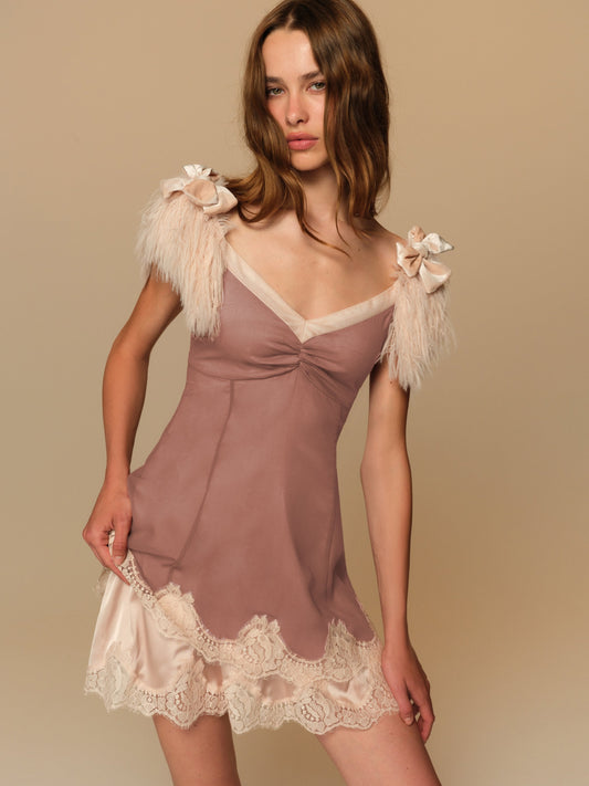 Winifred Mini Dress Brown - For Love & Lemons