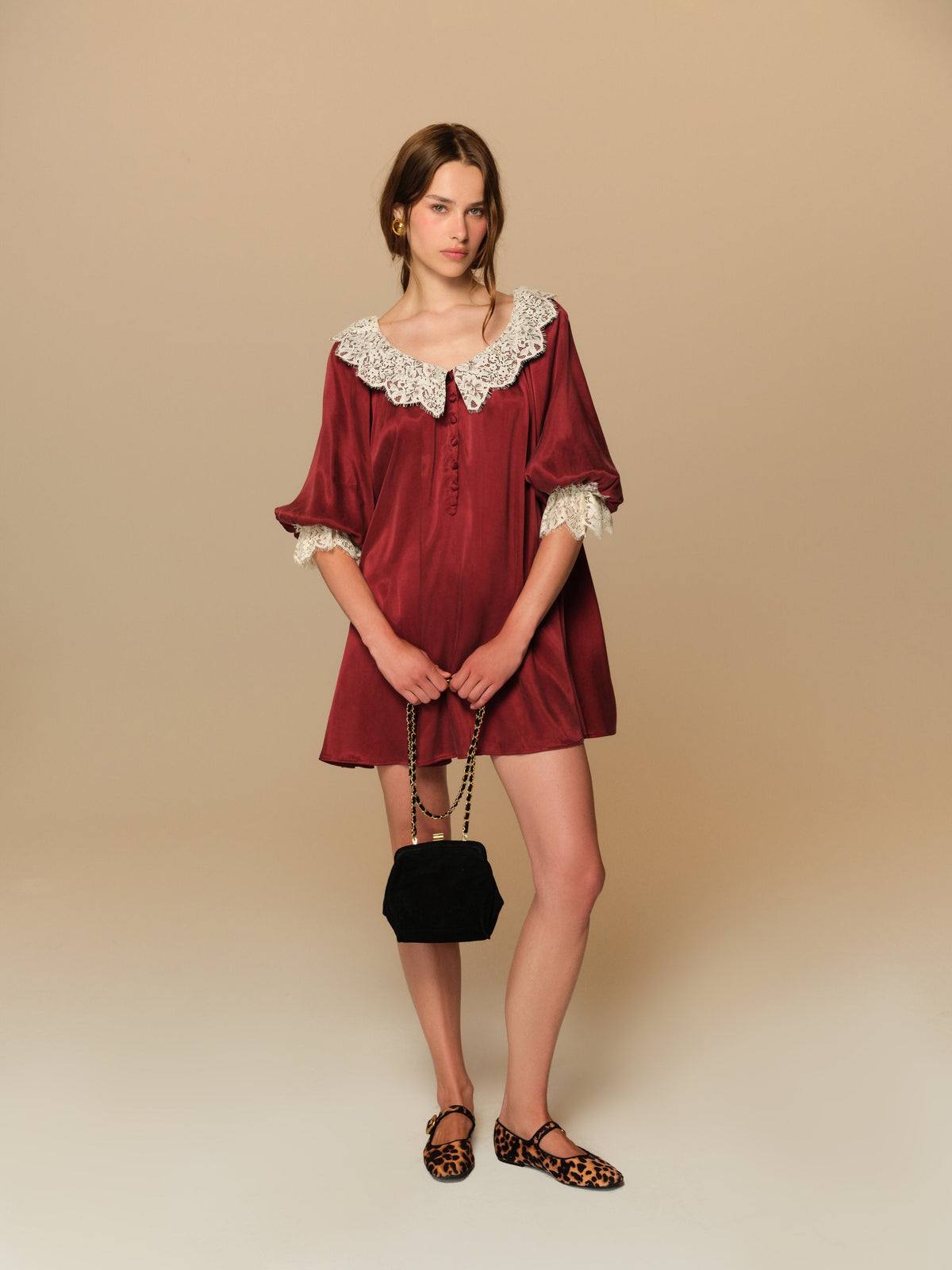 Irena Mini Dress Burgundy - For Love & Lemons