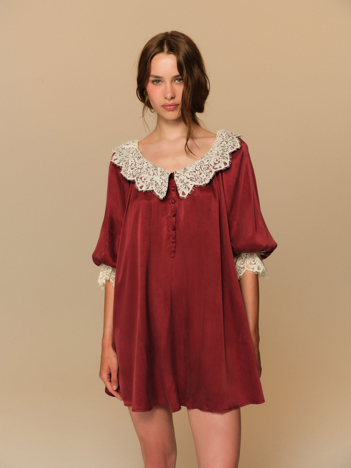 Irena Mini Dress Burgundy - For Love & Lemons