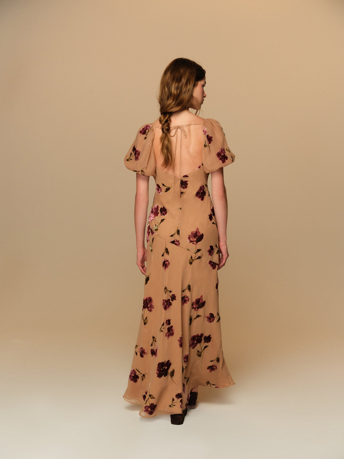Flora Velvet Maxi Dress Tan - For Love & Lemons