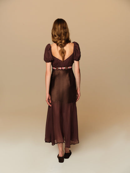 Loralai Midi Dress Chocolate Plum - For Love & Lemons