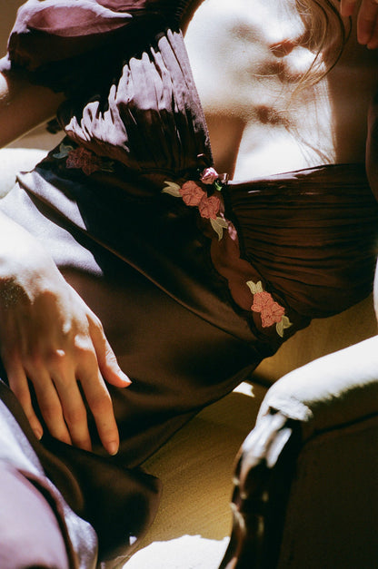 Loralai Midi Dress Chocolate Plum - For Love & Lemons