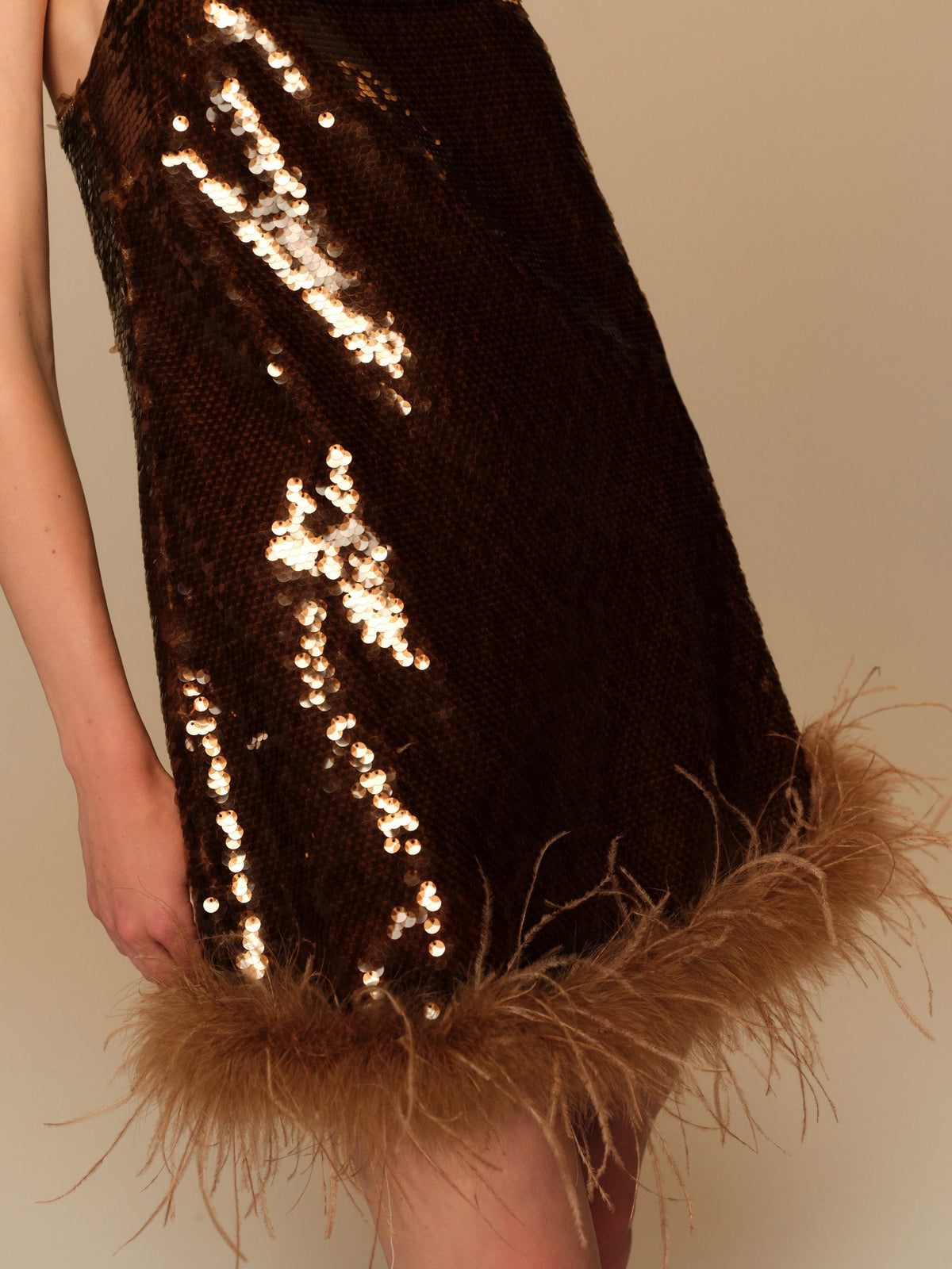 Goldie Sequin Mini Dress Brown - For Love & Lemons