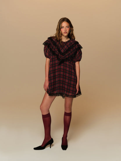 Jules Plaid Mini Dress Burgundy - For Love & Lemons
