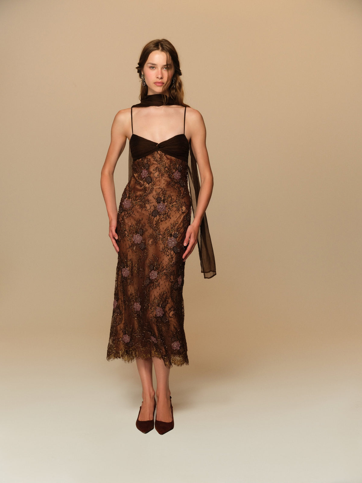 Libson Midi Dress Brown - For Love & Lemons