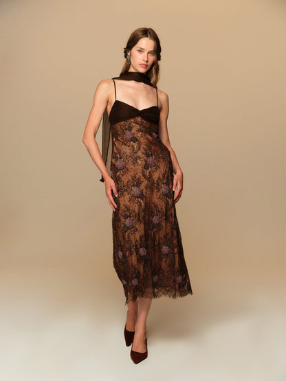 Libson Midi Dress Brown - For Love & Lemons