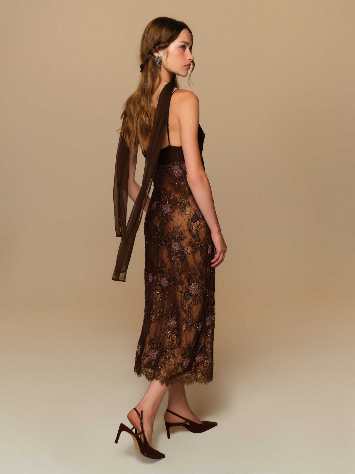 Libson Midi Dress Brown - For Love & Lemons