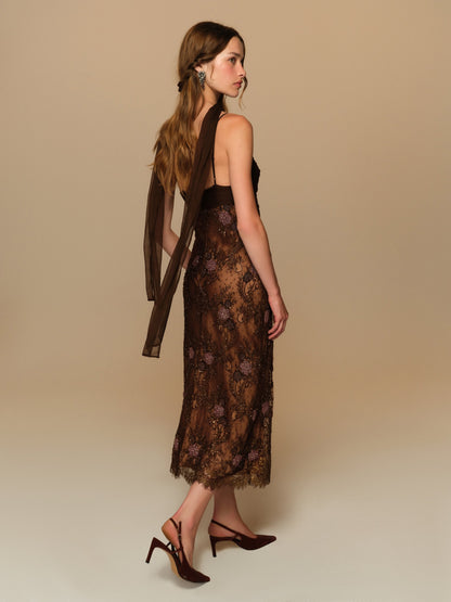 Libson Midi Dress Brown - For Love & Lemons