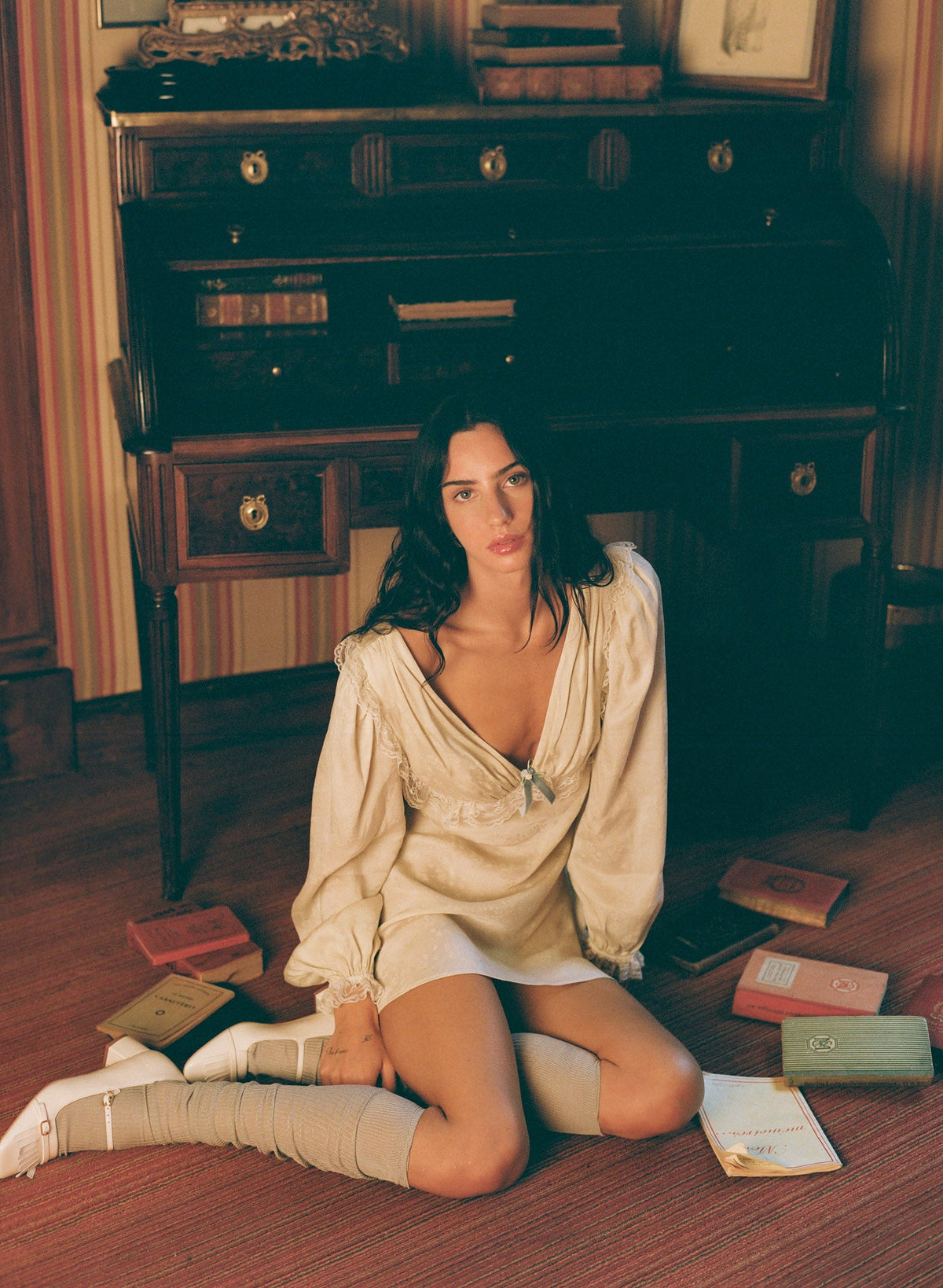 Chiara Mini Dress Cream - For Love & Lemons