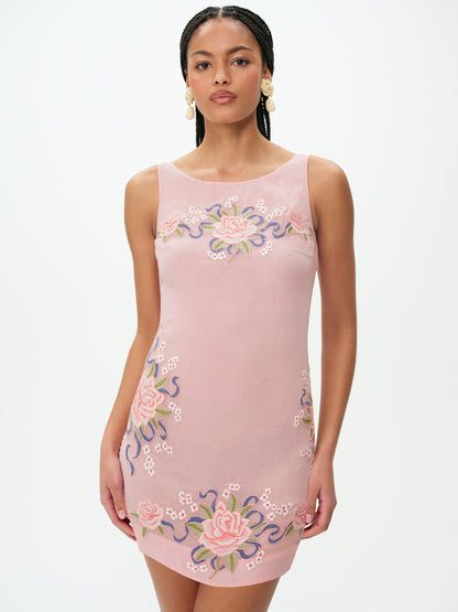 Stella Beaded Mini Dress Rose - For Love & Lemons