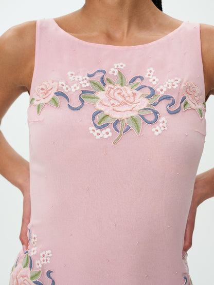 Stella Beaded Mini Dress Rose - For Love & Lemons