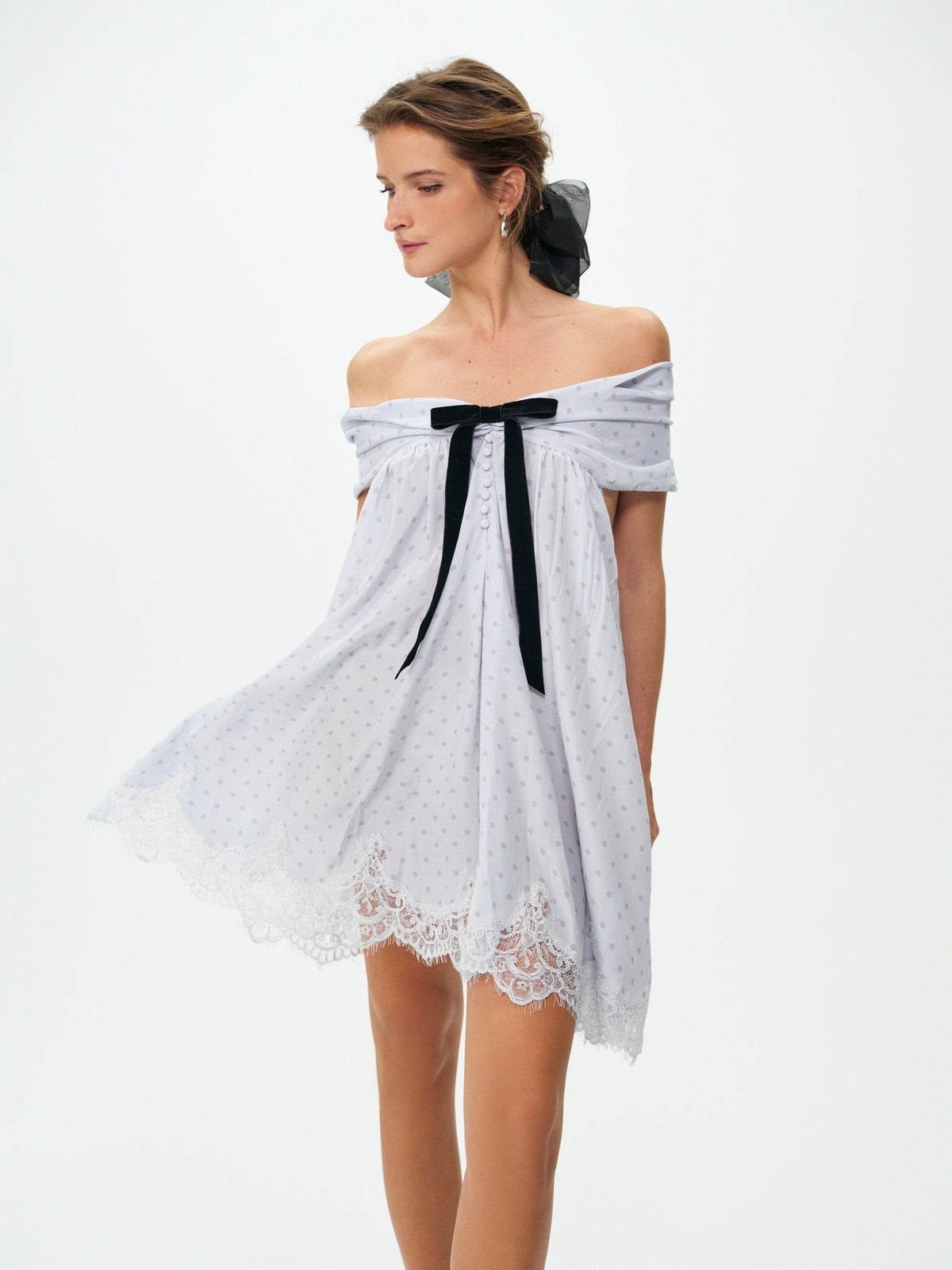 Piper Polka Dot Mini Dress Blue - For Love & Lemons