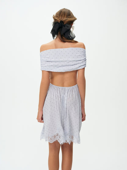 Piper Polka Dot Mini Dress Blue - For Love & Lemons
