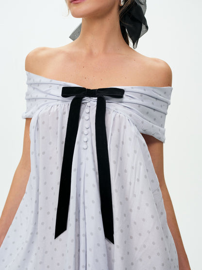 Piper Polka Dot Mini Dress Blue - For Love & Lemons