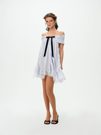 Piper Polka Dot Mini Dress Blue - For Love & Lemons