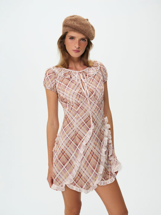 Poet Plaid Mini Dress Purple - For Love & Lemons