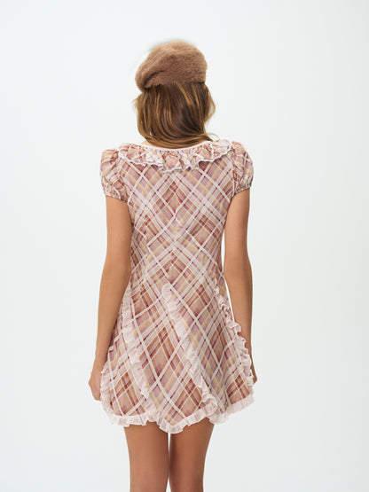 Poet Plaid Mini Dress Purple - For Love & Lemons