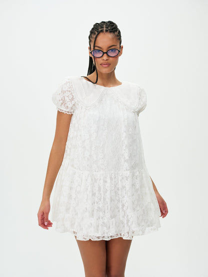 Ditsy Petal Babydoll Mini Dress White - For Love & Lemons