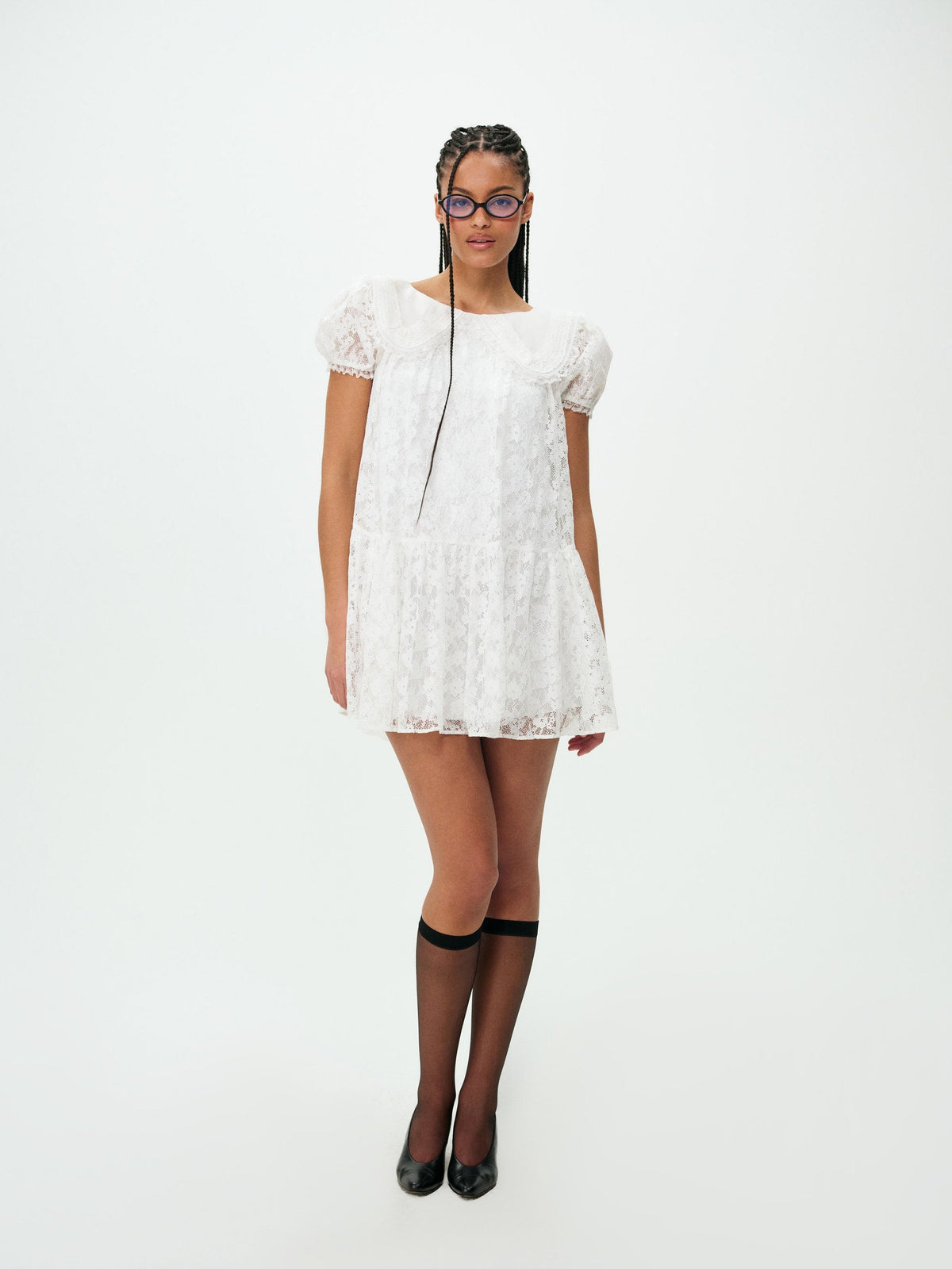 Ditsy Petal Babydoll Mini Dress White - For Love & Lemons